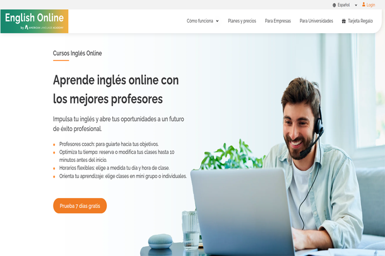 Sitio web de academia de inglés
