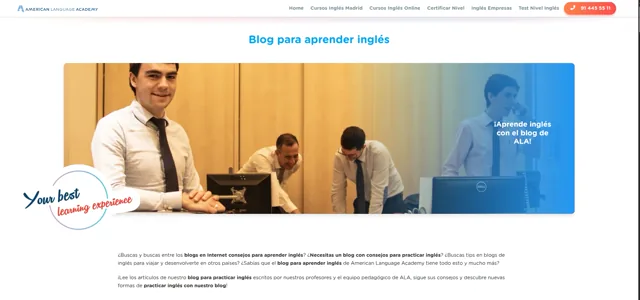 Captura del blog de American Language Academy