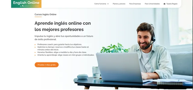 Captura de la landing web de English Online
