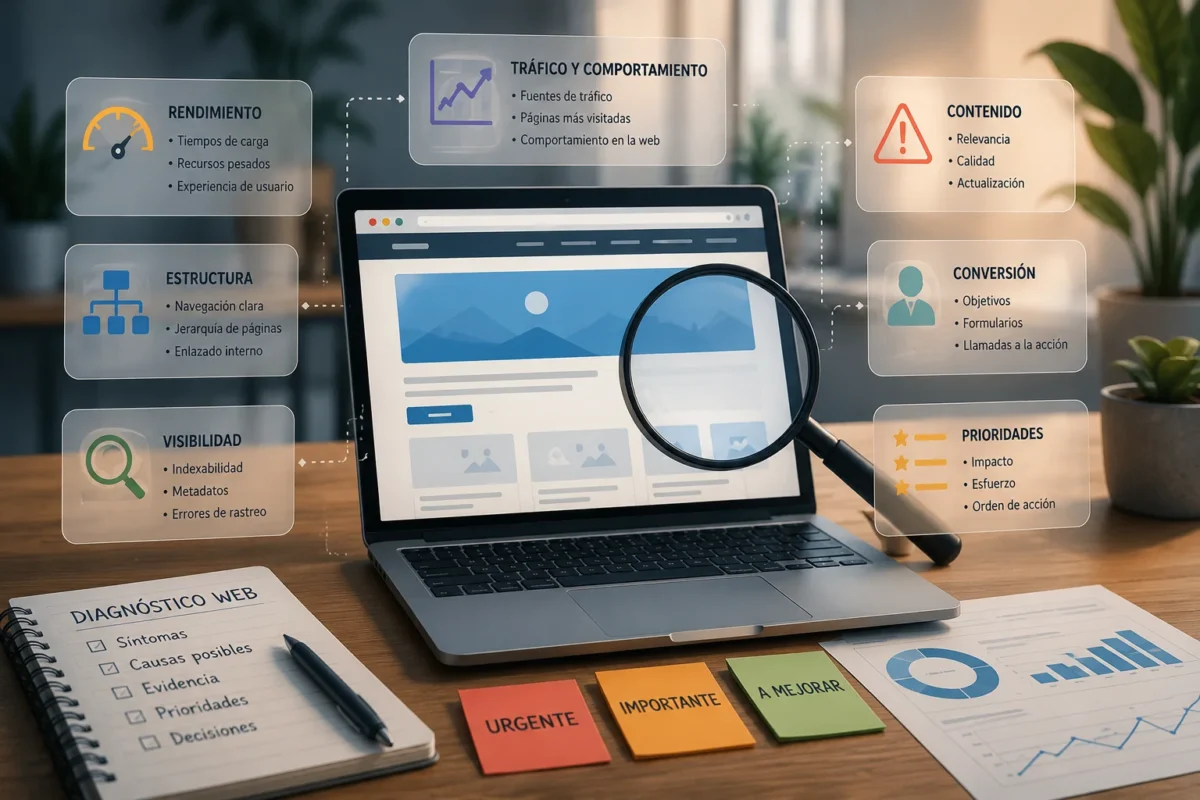 Análisis de una página web para identificar señales y ordenar prioridades antes de aplicar cambios