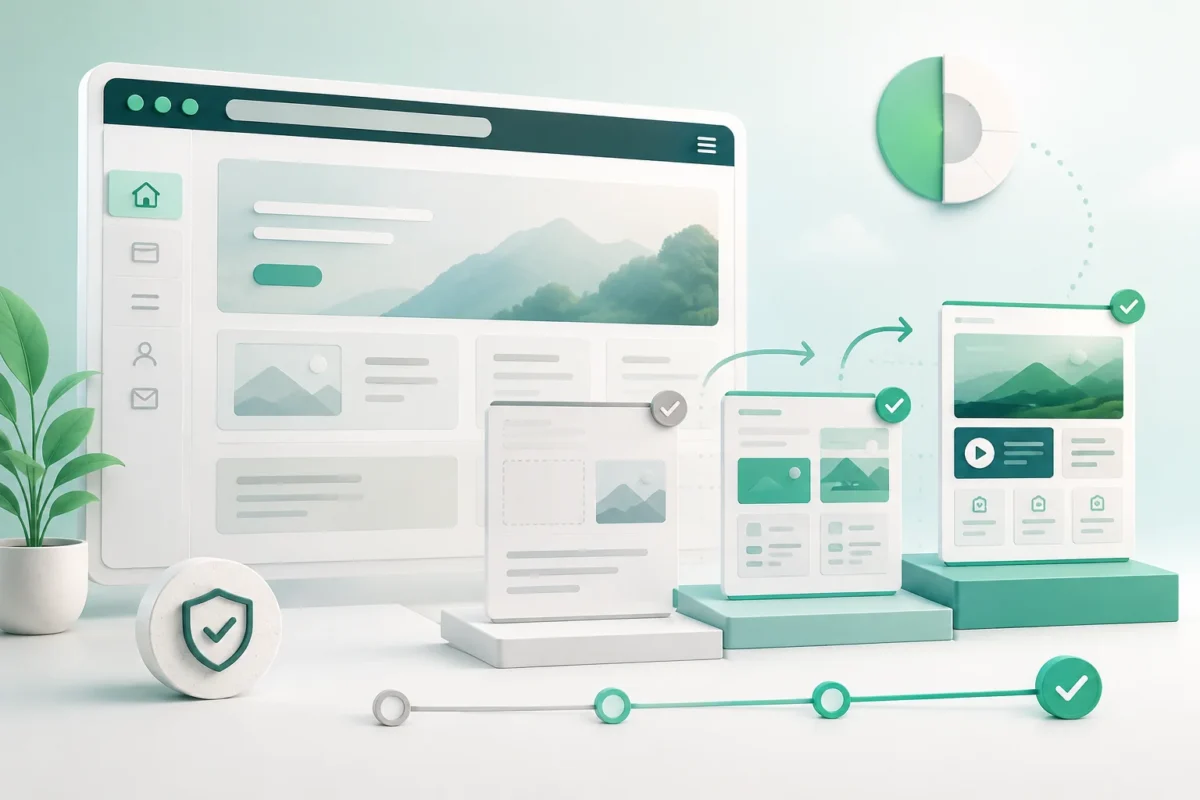 Web existente cuya estructura se conserva mientras varios componentes mejoran por fases